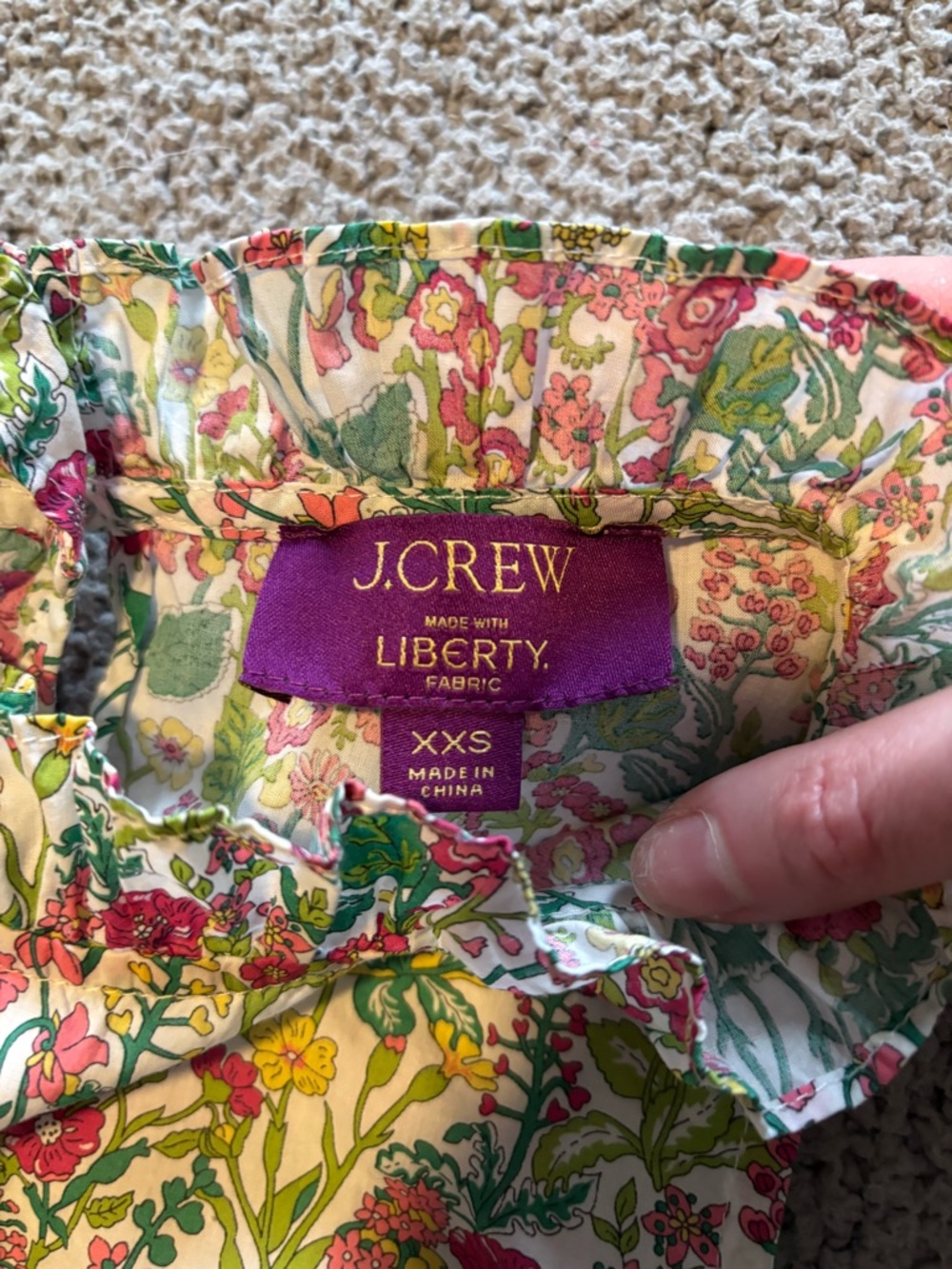 EUC - J Crew X Liberty Ruffled Neck Sleeveless Blouse (100% Cotton) - Picture 10 of 11